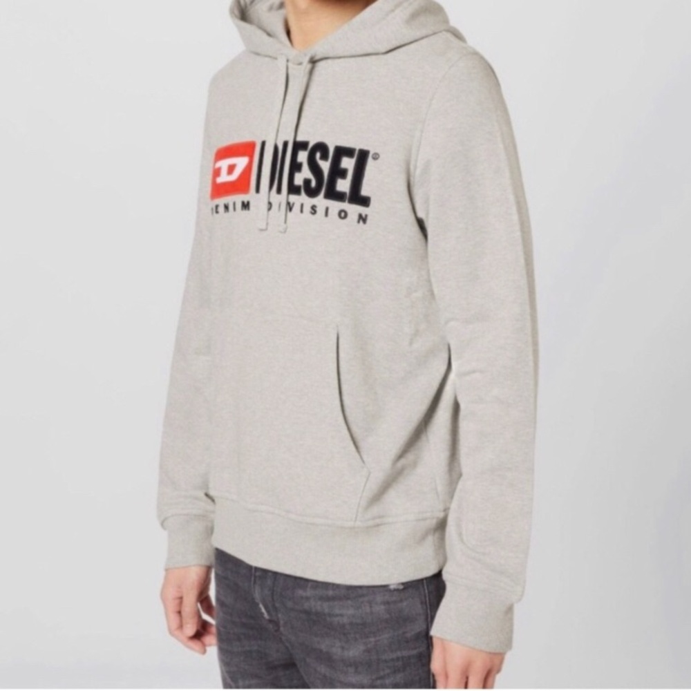 Diesel Men's Light Gray Logo Hoodie